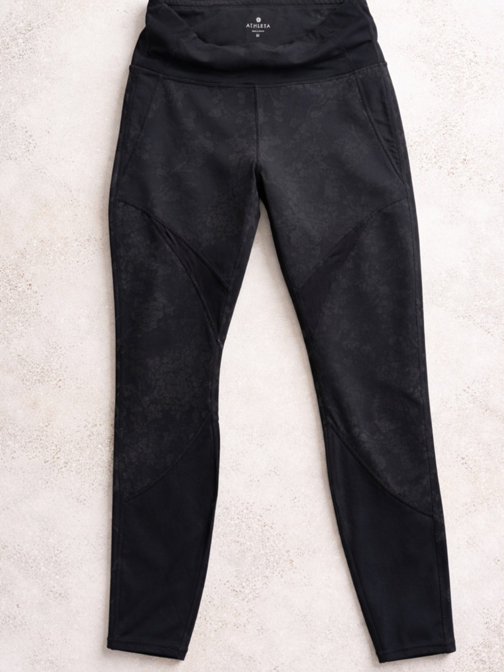 Athleta Black Printed Leggings Women Medium High Rise Athletic Workout